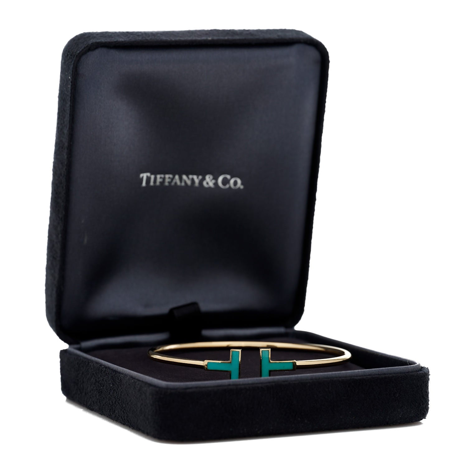 Tiffany 18K Yellow Gold Turquoise T Wire Bracelet 4 of 4