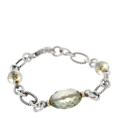 David Yurman Sterling Silver 18K Yellow Gold Prasiolite Figaro Bracelet 1 of 6