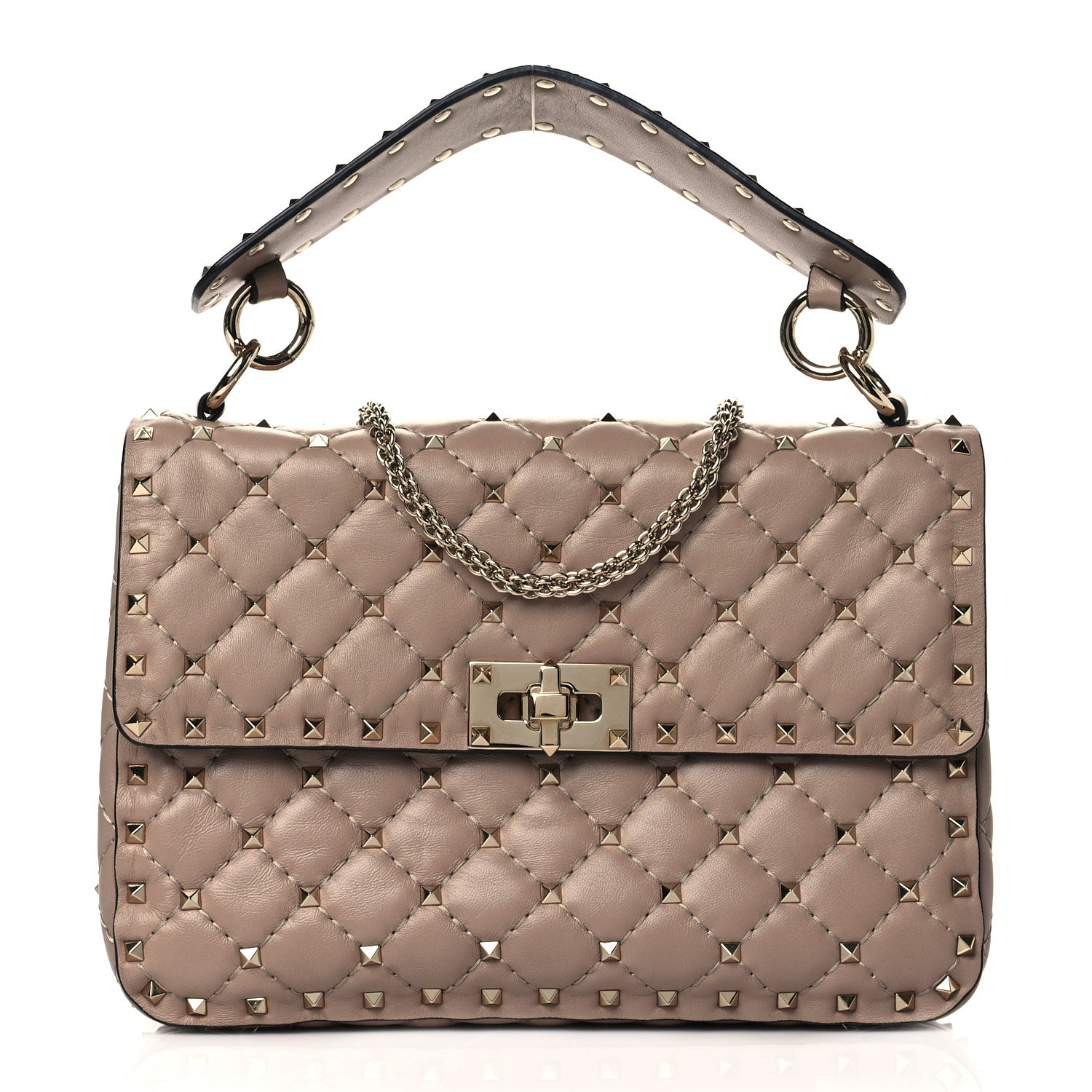 Valentino Garavani Lambskin Medium Rockstud Spike Shoulder Bag Poudre 1 of 9