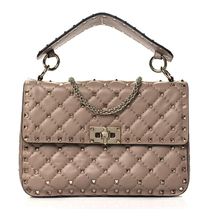 Valentino Garavani Lambskin Medium Rockstud Spike Shoulder Bag Poudre 1 of 9