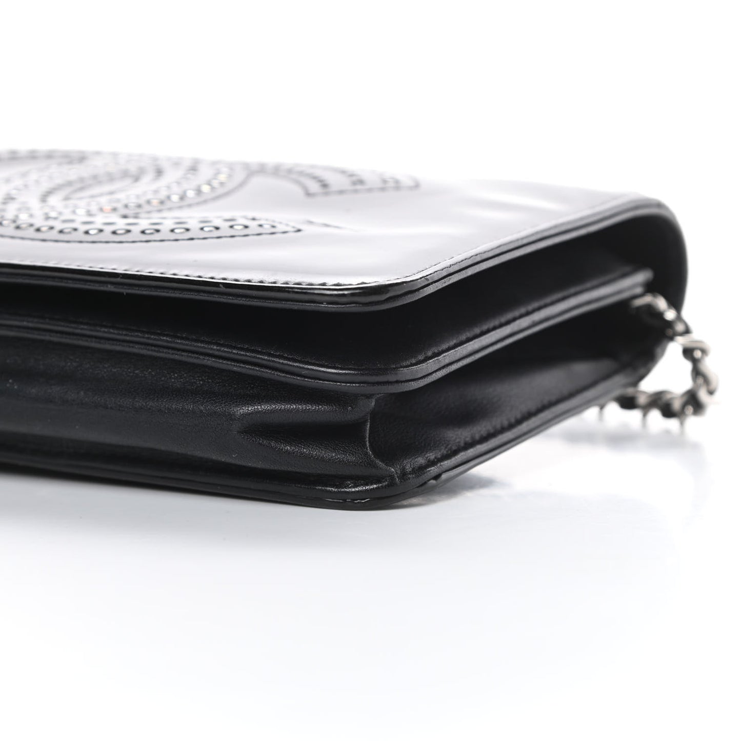 Patent Strass Wallet On Chain WOC Black