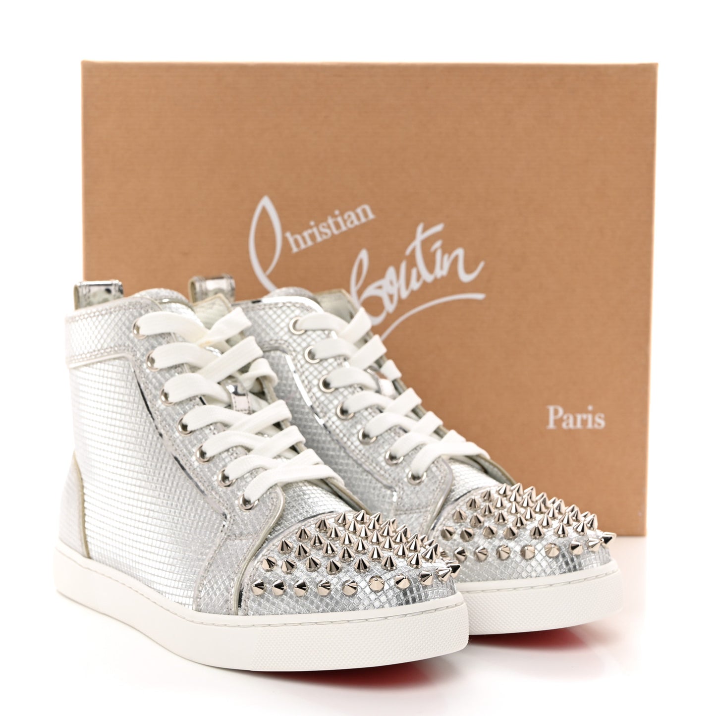 Micro 3D Specchio Spikes Womens Lou Flat Sneakers 37.5 Silver