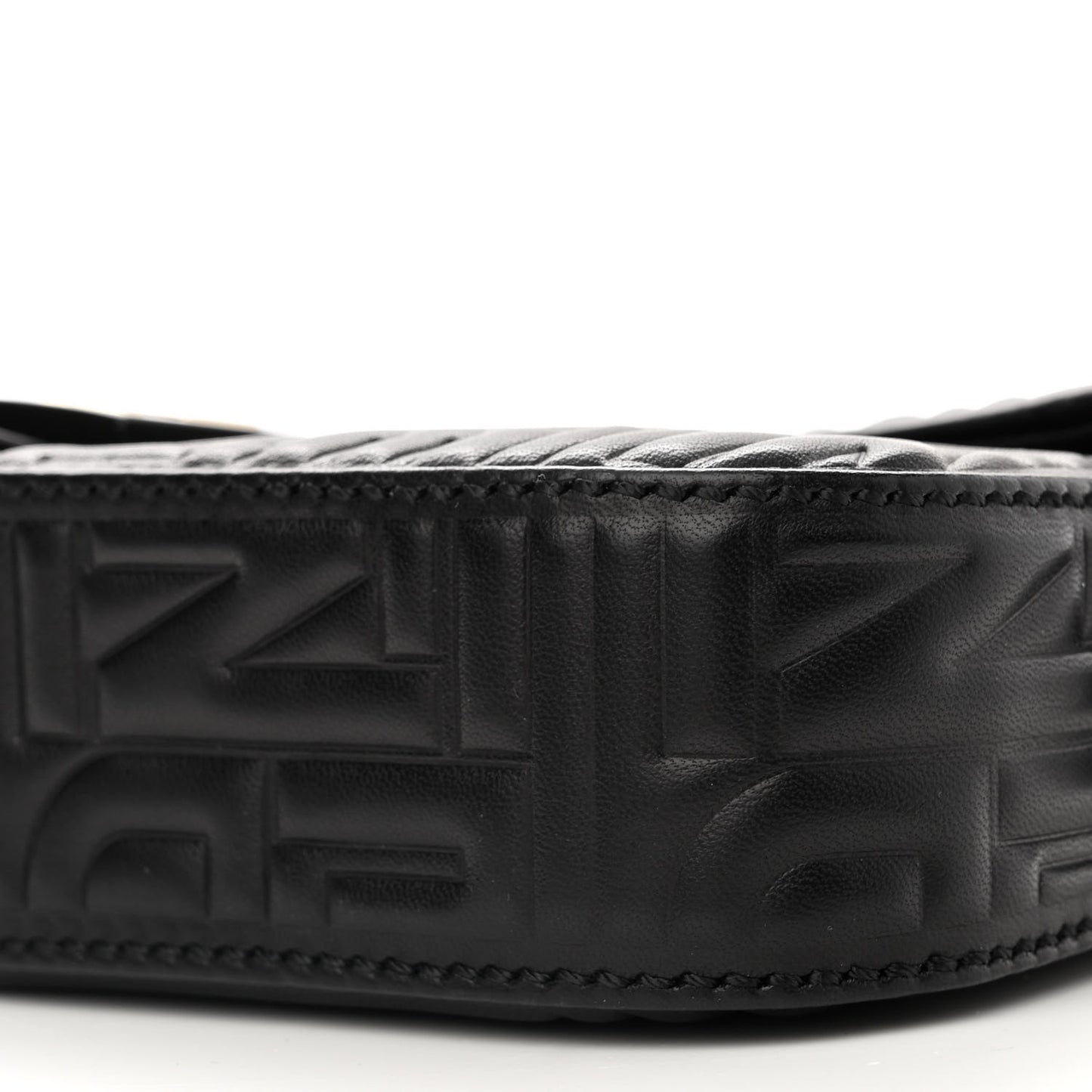 Nappa Logo Embossed Baguette Black