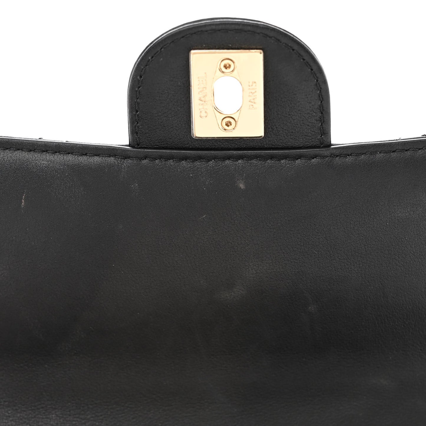 Calfskin Quilted Small Top Handle Flap Black