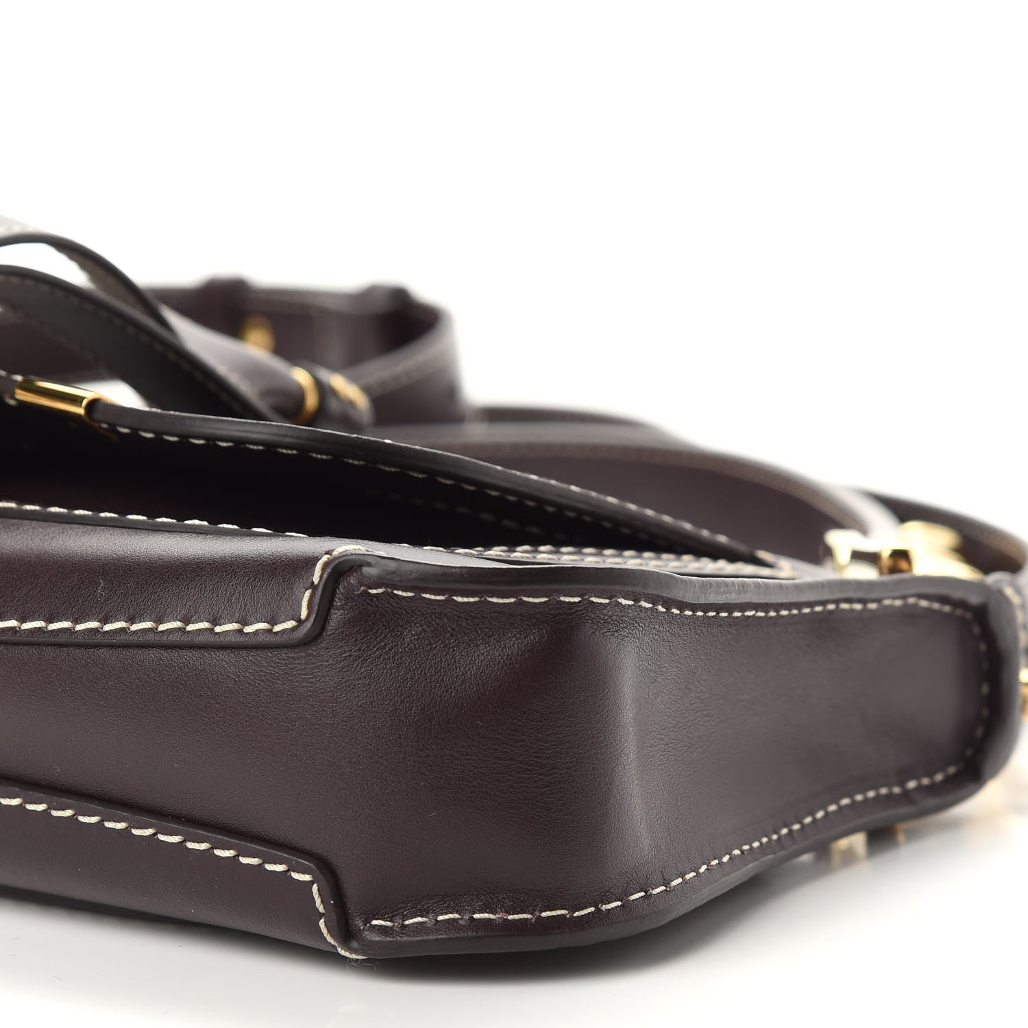 Chloe Shiny Calfskin Small Marcie Saddle Shoulder Bag Black Raisin 10 of 10