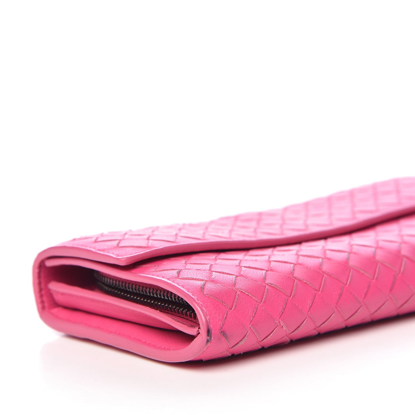 Nappa Intrecciato Continental Flap Wallet Rosa Shock