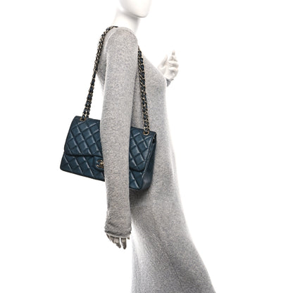 Chanel Metallic Caviar Quilted Jumbo Double Flap Dark Blue 2 of 11
