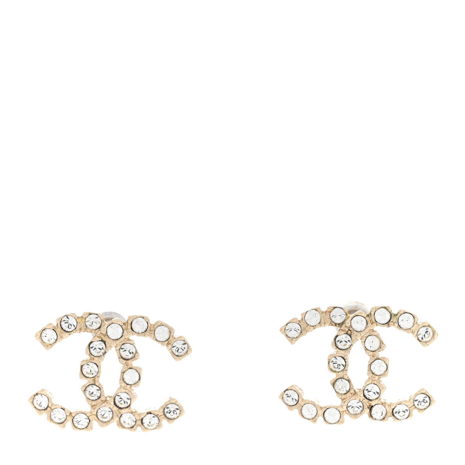 Chanel Crystal CC Earrings Gold 1 of 4