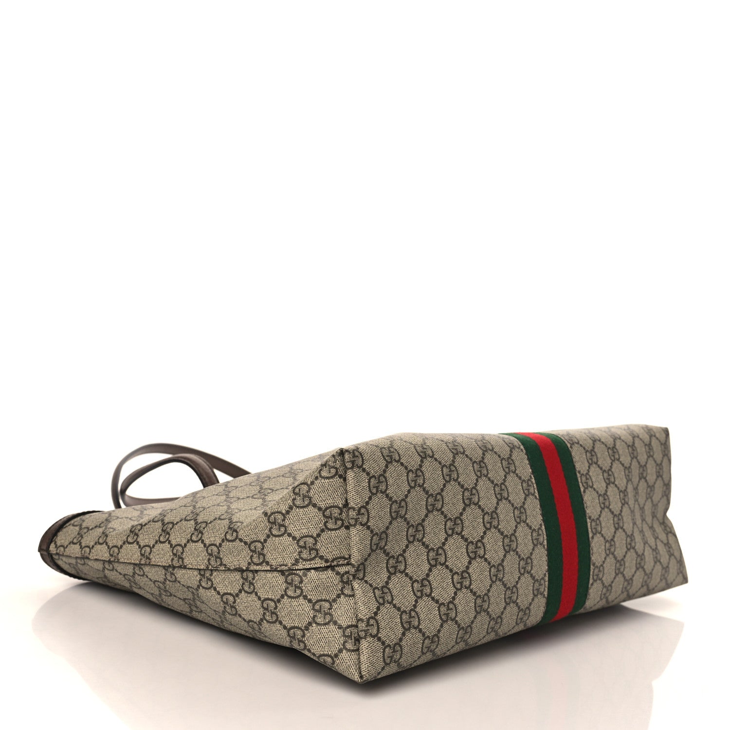 Gucci GG Supreme Monogram Textured Calfskin Web Medium Ophidia Shopping Tote Beige Ebony New Acero 4 of 9