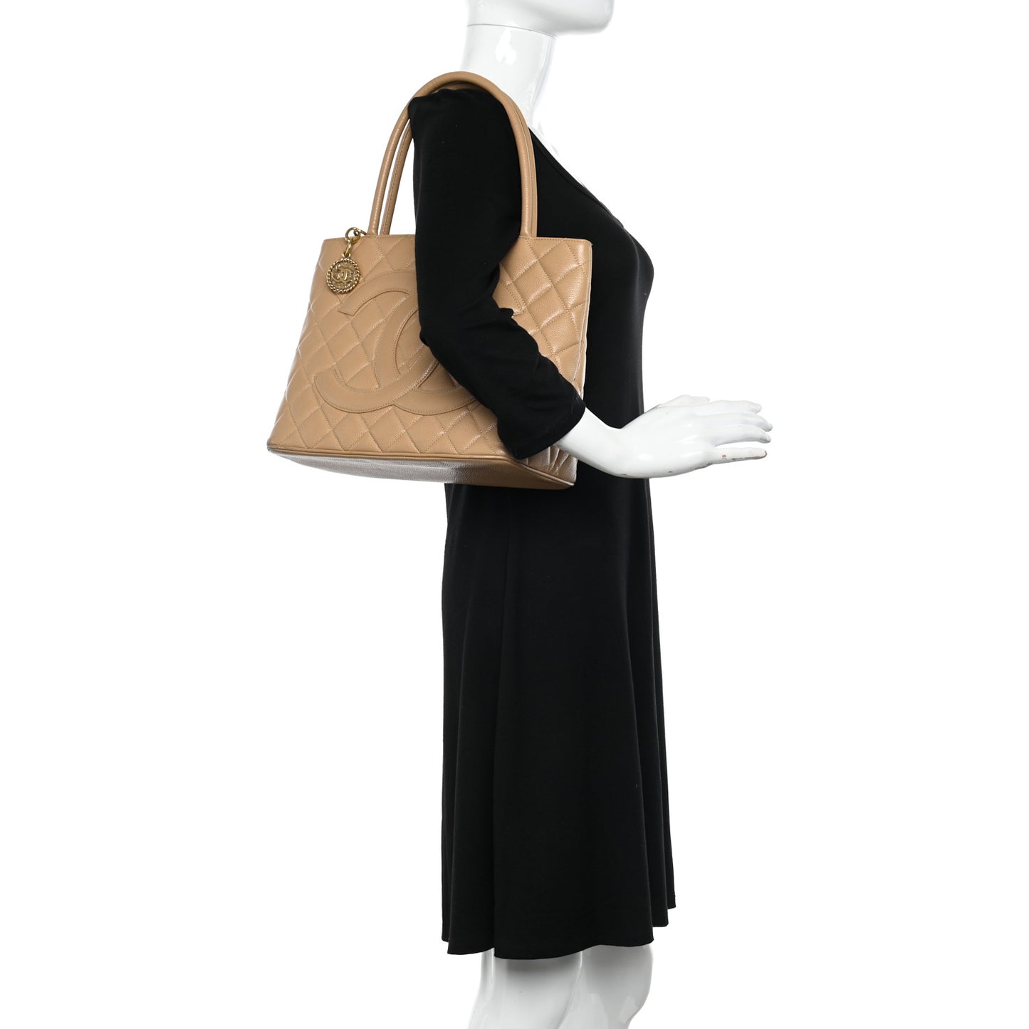 Caviar Quilted Medallion Tote Beige