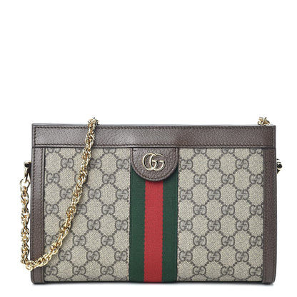 Gucci GG Supreme Monogram Web Small Ophidia Chain Shoulder Bag Brown 1 of 9