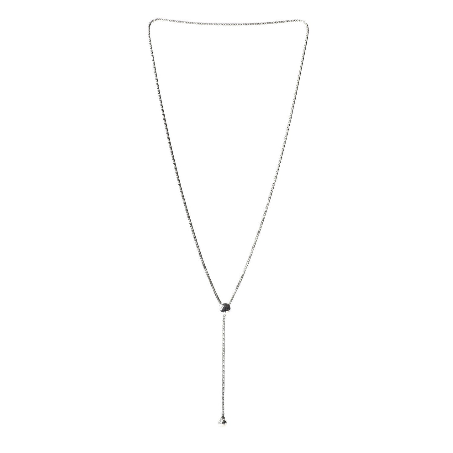 Sterling Silver Classic Chain Hammered Y Necklace