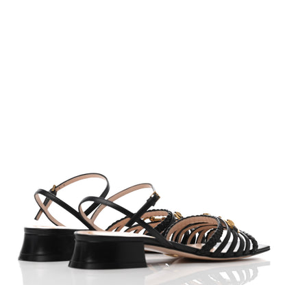 Gucci Calfskin Braided Horsebit Sandals 36.5 Black 3 of 4