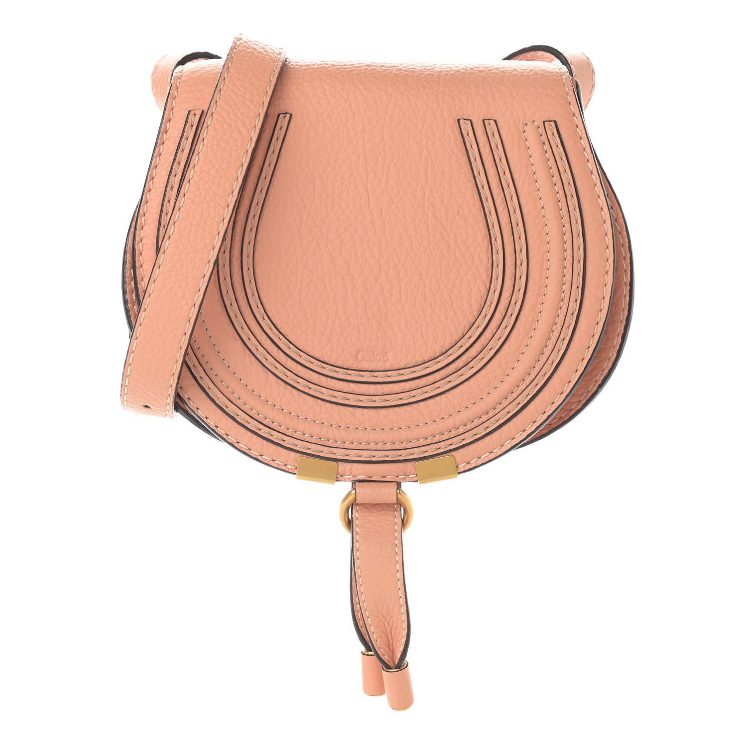 Chloe Calfskin Mini Marcie Round Crossbody Bag Peach Bloom 1 of 10