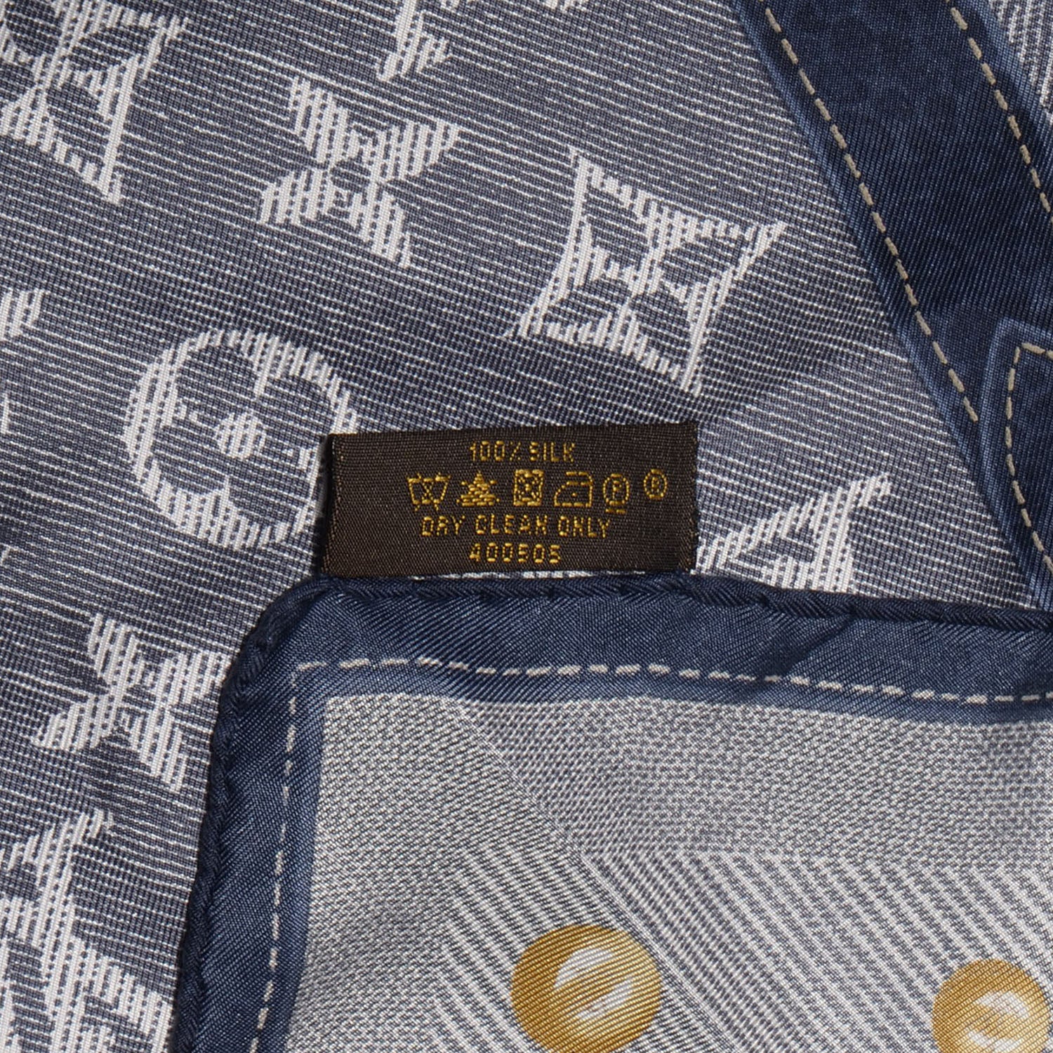 Louis Vuitton Silk Monogram New Denim Bandana Scarf Navy 4 of 5