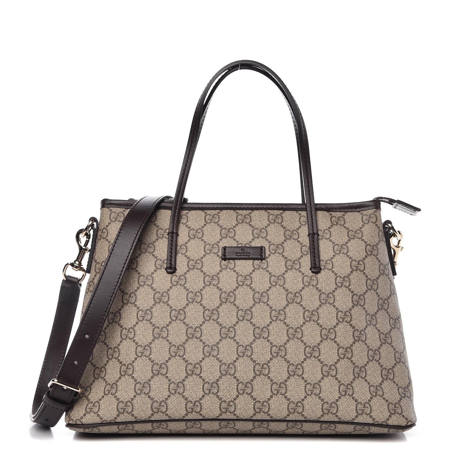 Gucci GG Supreme Monogram Small Zippered Tote Dark Brown 1 of 8