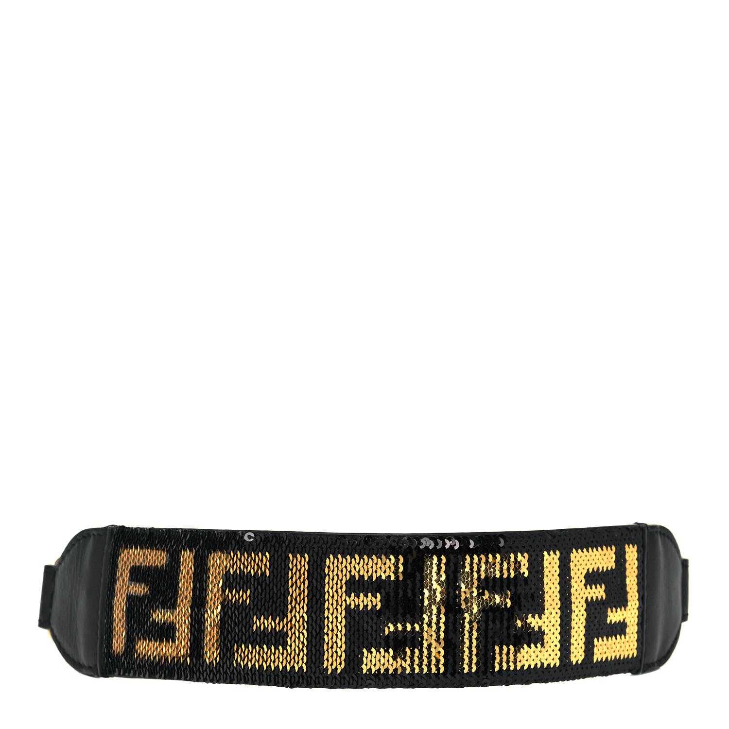Fendi Calfskin Sequin FF Strap You Black Gold 1 of 4