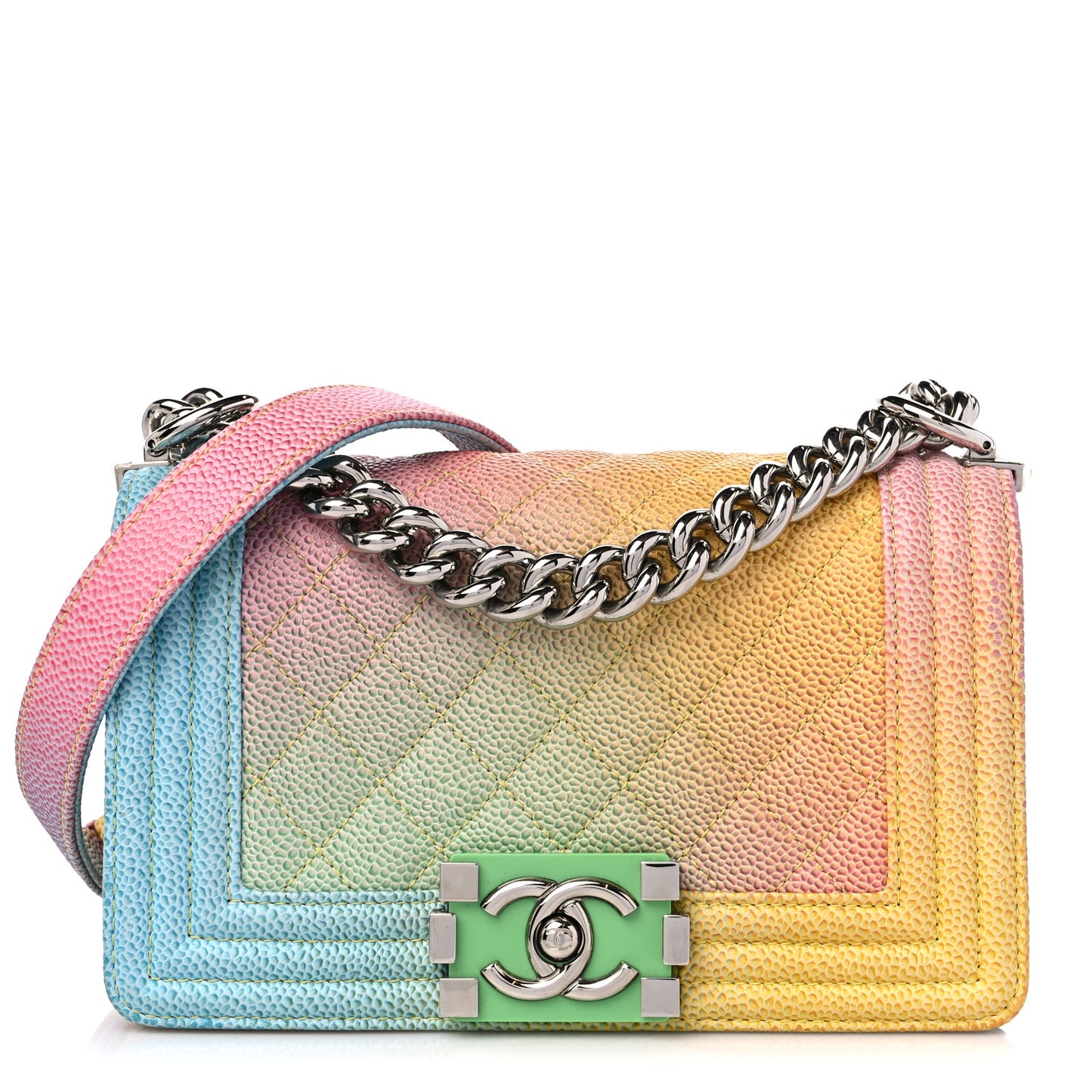 Caviar Quilted Small Cuba Rainbow Boy Flap Multicolor