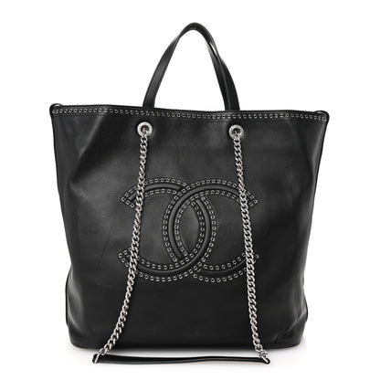 Chanel Calfskin Large Coco Eyelets Shopping Tote Black 1 of 10