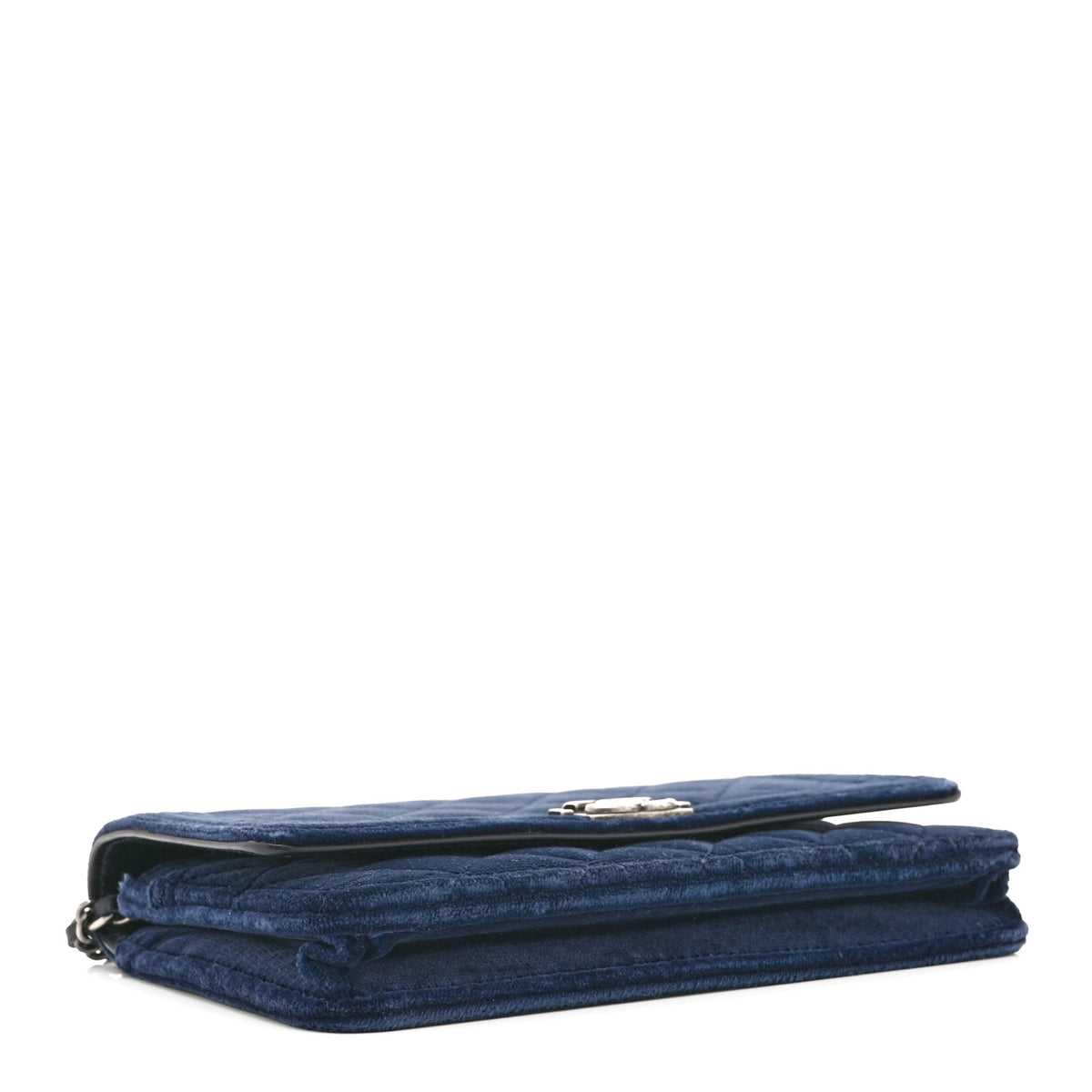 Velvet Quilted Boy Wallet On Chain WOC Blue