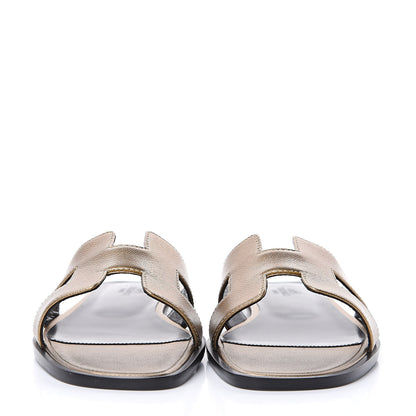 Hermes Metallic Nappa Oran Sandals 38 Vert Bronze 2 of 8