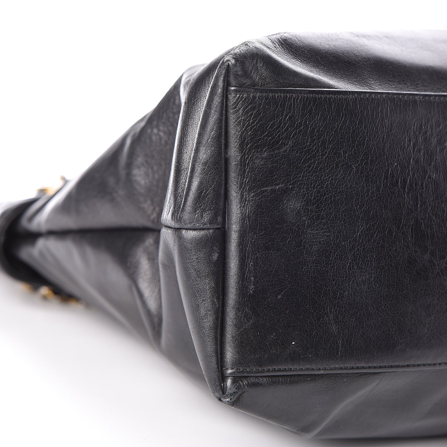 Calfskin Quilted Large Shoulder Bag Black