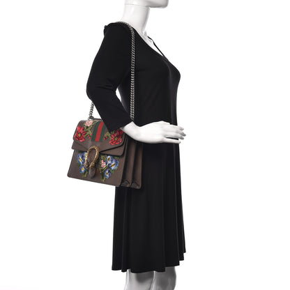 Gucci Calfskin Web Floral Embroidered Medium Dionysus Shoulder Bag New Acero 2 of 9