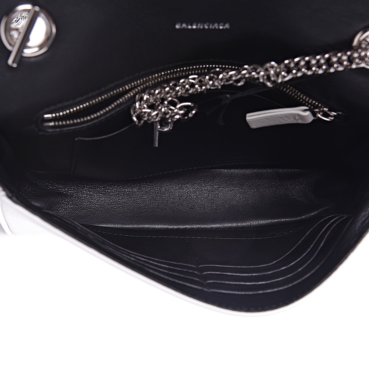 Balenciaga Pebbled Calfskin Logo Everyday Flap Chain Wallet White 6 of 9