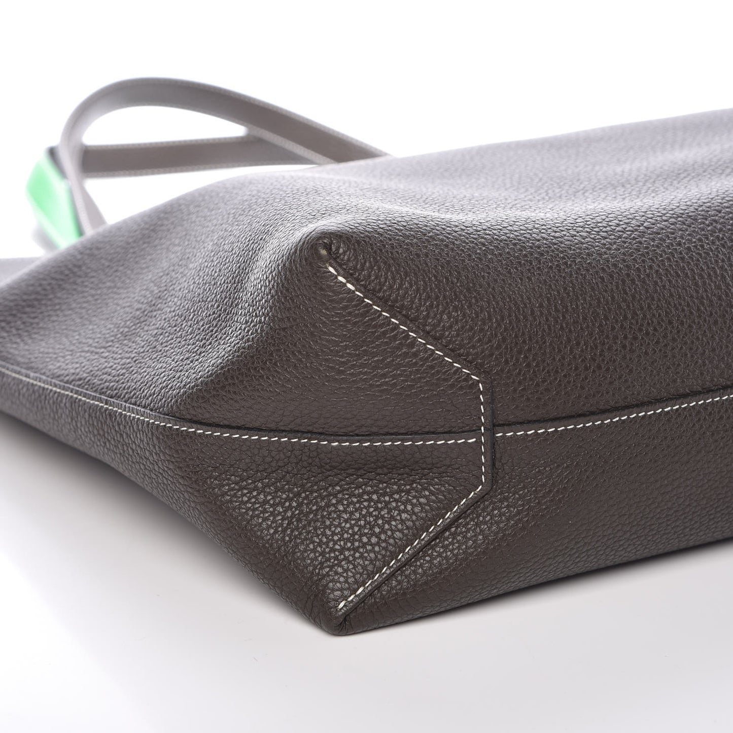 Taurillon Clemence Double Sens 36 Reversible Tote Vert De Gris Bamboo