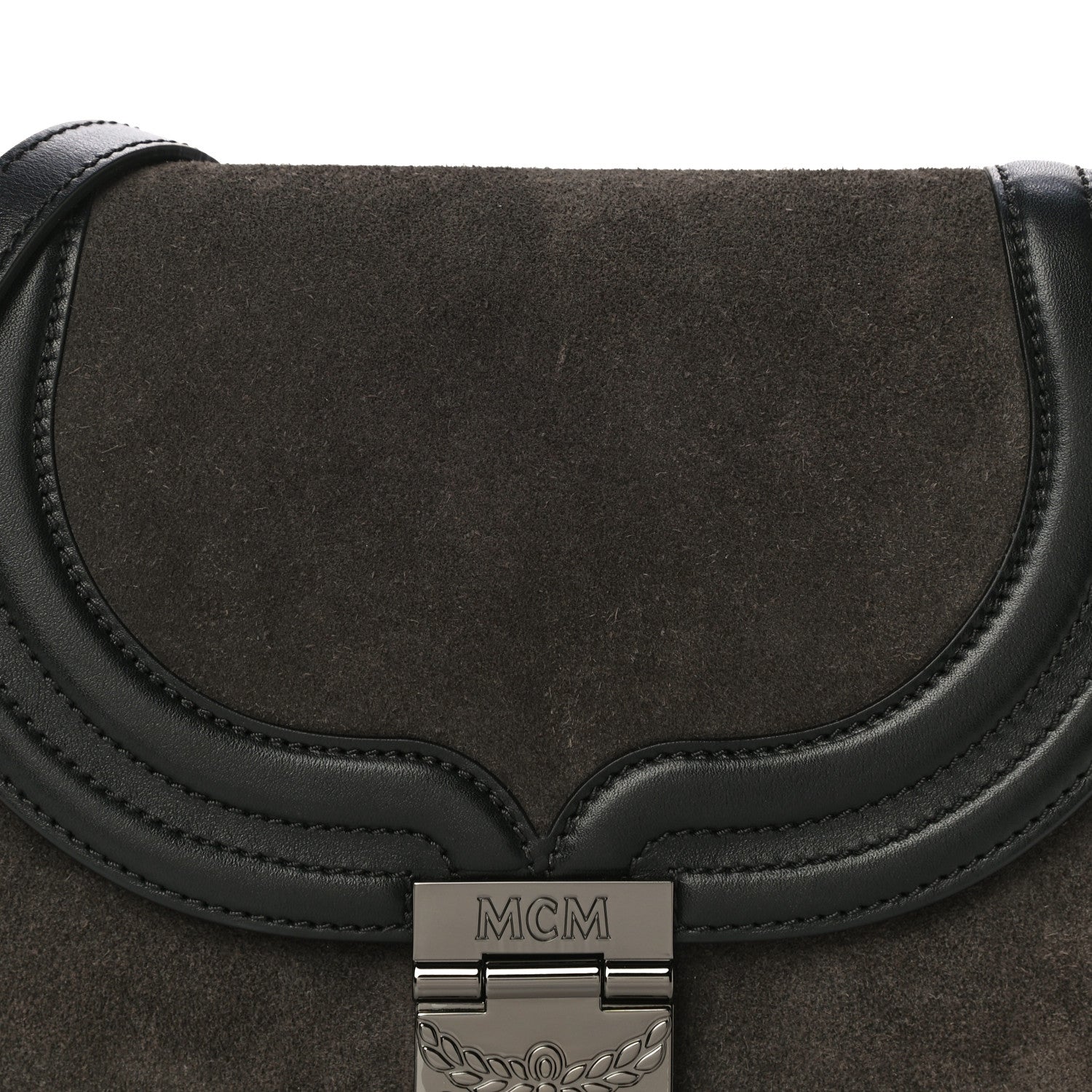 MCM Suede Calfskin Trisha Small Shoulder Bag Black 8 of 16