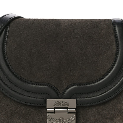 MCM Suede Calfskin Trisha Small Shoulder Bag Black 8 of 16