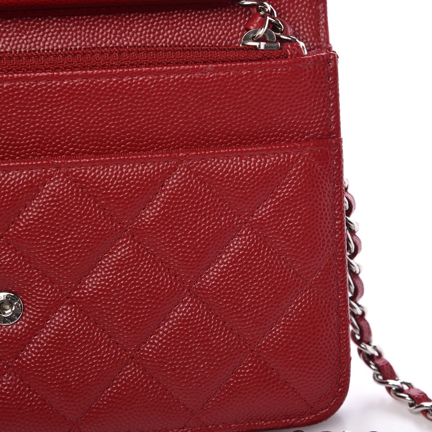 Chanel Caviar Quilted Wallet on Chain WOC Red 11 of 11