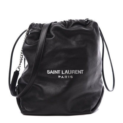 Saint Laurent Lambskin Teddy Drawstring Bag Black 1 of 13