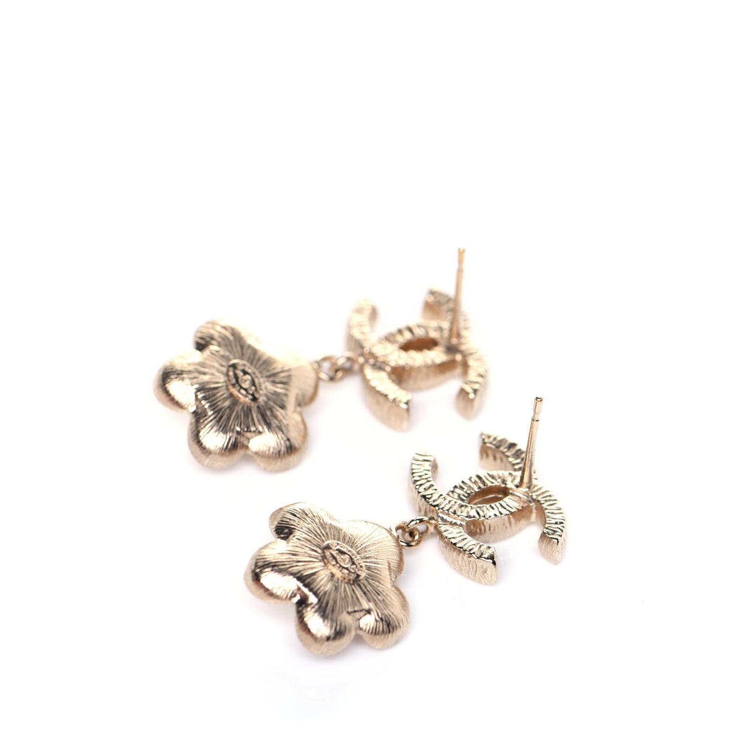 Pearl Camellia CC Drop Earrings Gold