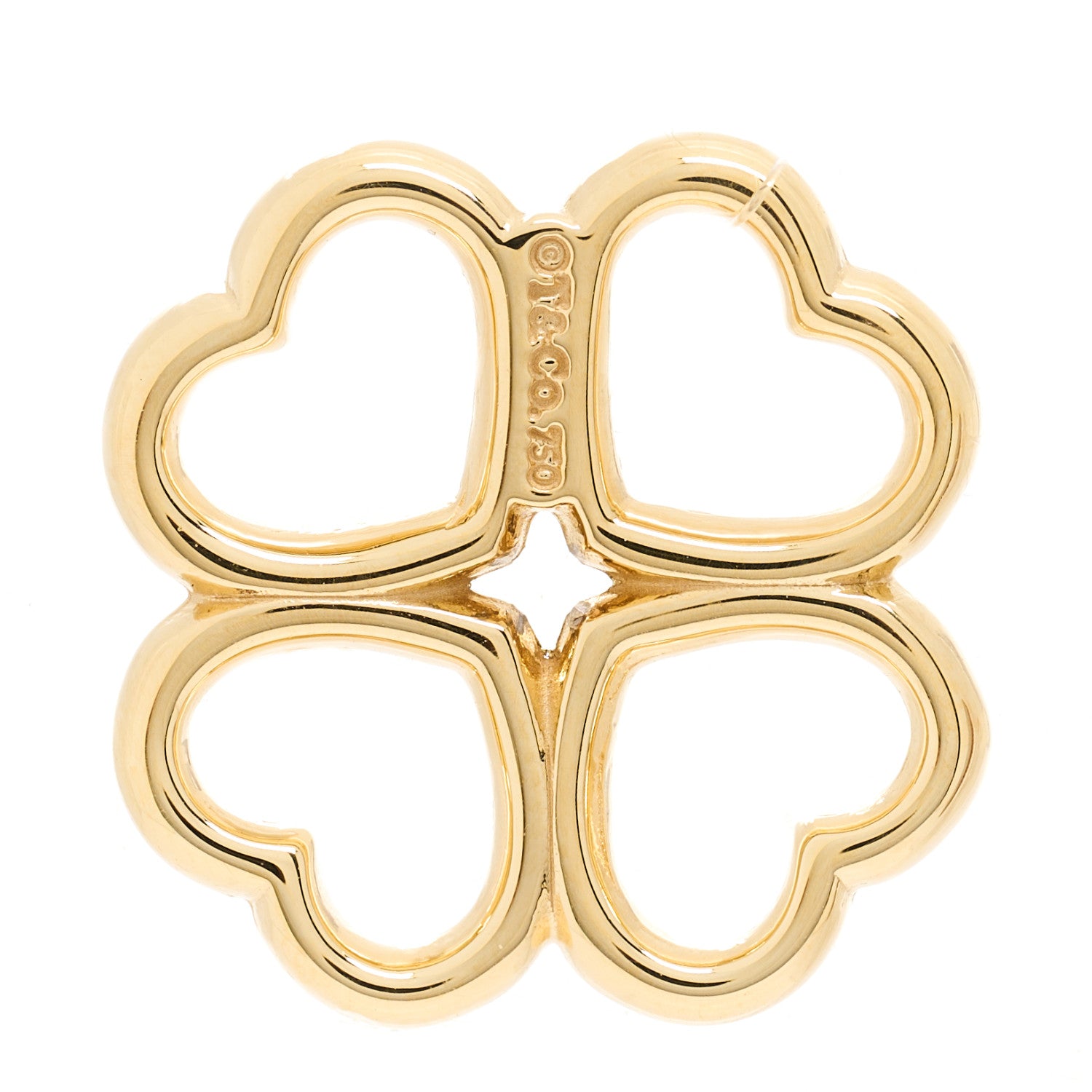 Tiffany 18K Yellow Gold Loving Heart Clover Pendant 3 of 3