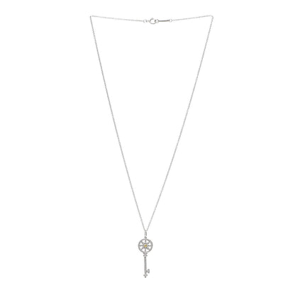 Tiffany Platinum 18K Yellow Gold Yellow Diamond Daisy Key Pendant Necklace 3 of 6