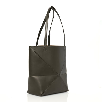 Loewe Shiny Calfskin Medium Puzzle Fold Tote Dark Khaki Green 3 of 17