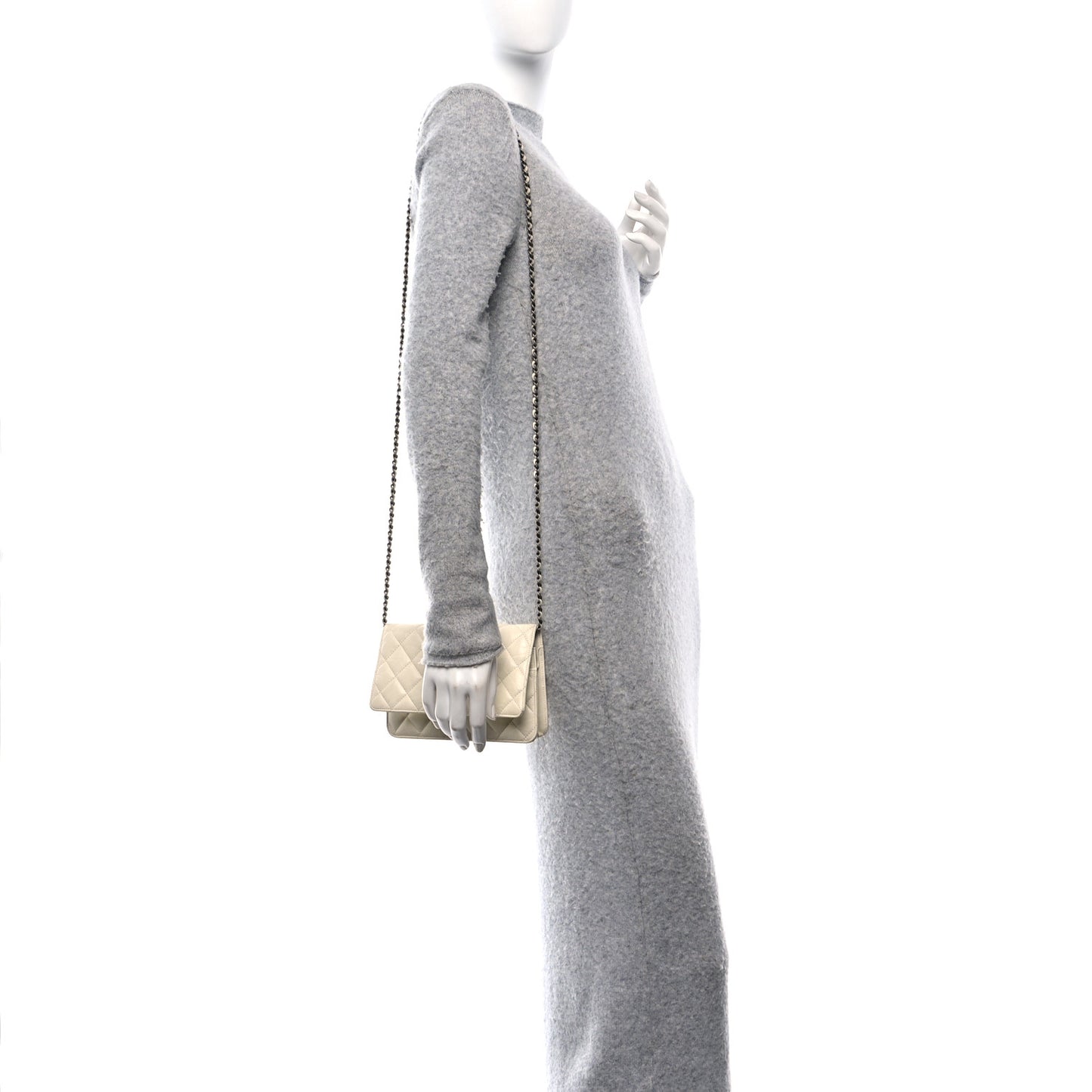 Aged Calfskin Quilted Reissue Wallet On Chain WOC White