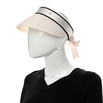 Chanel Abaca Cotton Ribbon Visor M Ecru White 2 of 8