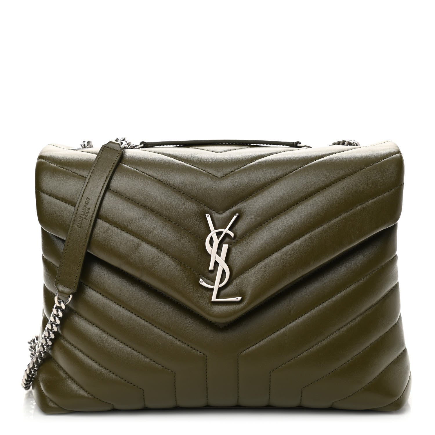 Saint Laurent Calfskin Y Quilted Monogram Medium Loulou Chain Satchel Military Olive 1 of 11