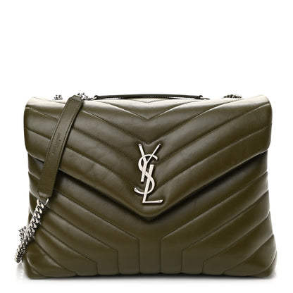 Saint Laurent Calfskin Y Quilted Monogram Medium Loulou Chain Satchel Military Olive 1 of 11