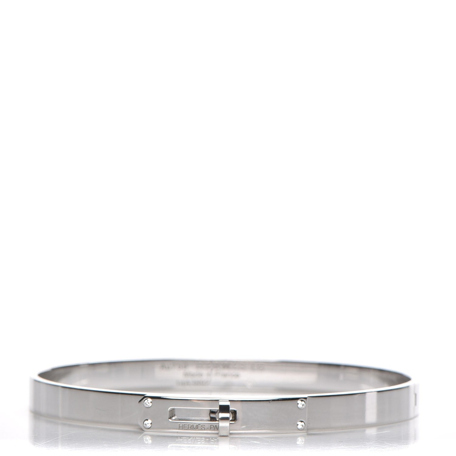 Hermes 18K White Gold Diamond PM Kelly Bracelet LG 1 of 5