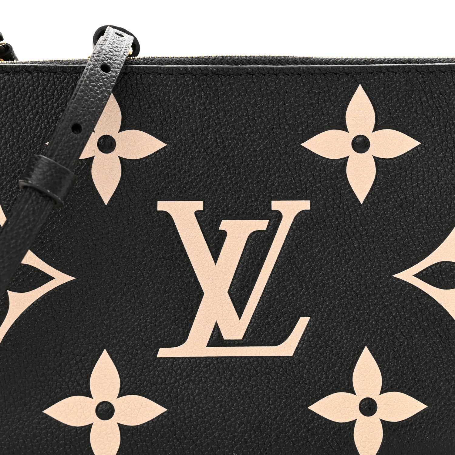 Louis Vuitton Empreinte Monogram Giant Double Zip Pochette Black Cream 8 of 11