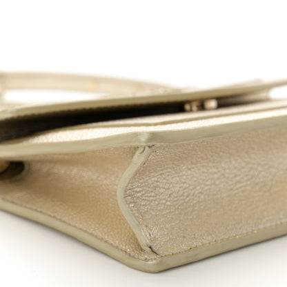 Bulgari Metallic Calfskin Snake Strap Crossbody Flap Clutch Gold 9 of 10