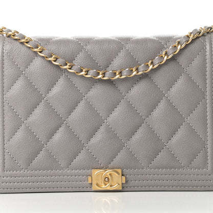 Chanel Caviar Quilted Boy Wallet On Chain WOC Grey 9 of 13
