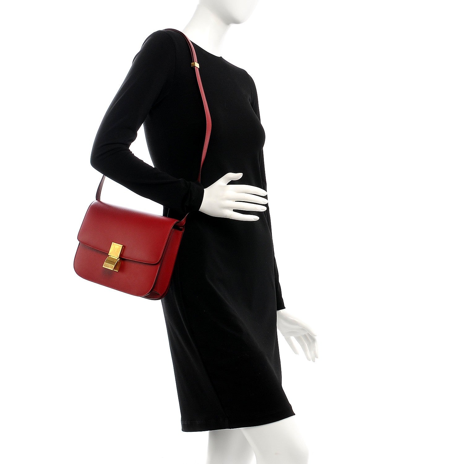 Celine Box Calfskin Medium Classic Box Flap Bag Red 2 of 8