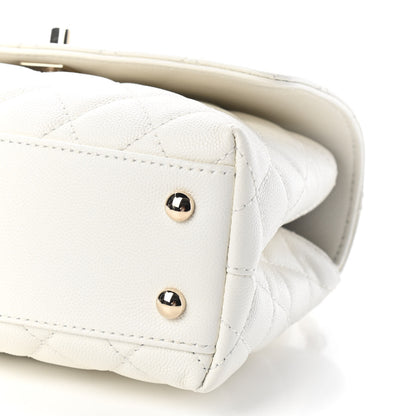 Chanel Caviar Quilted Mini Coco Handle Flap White 8 of 9