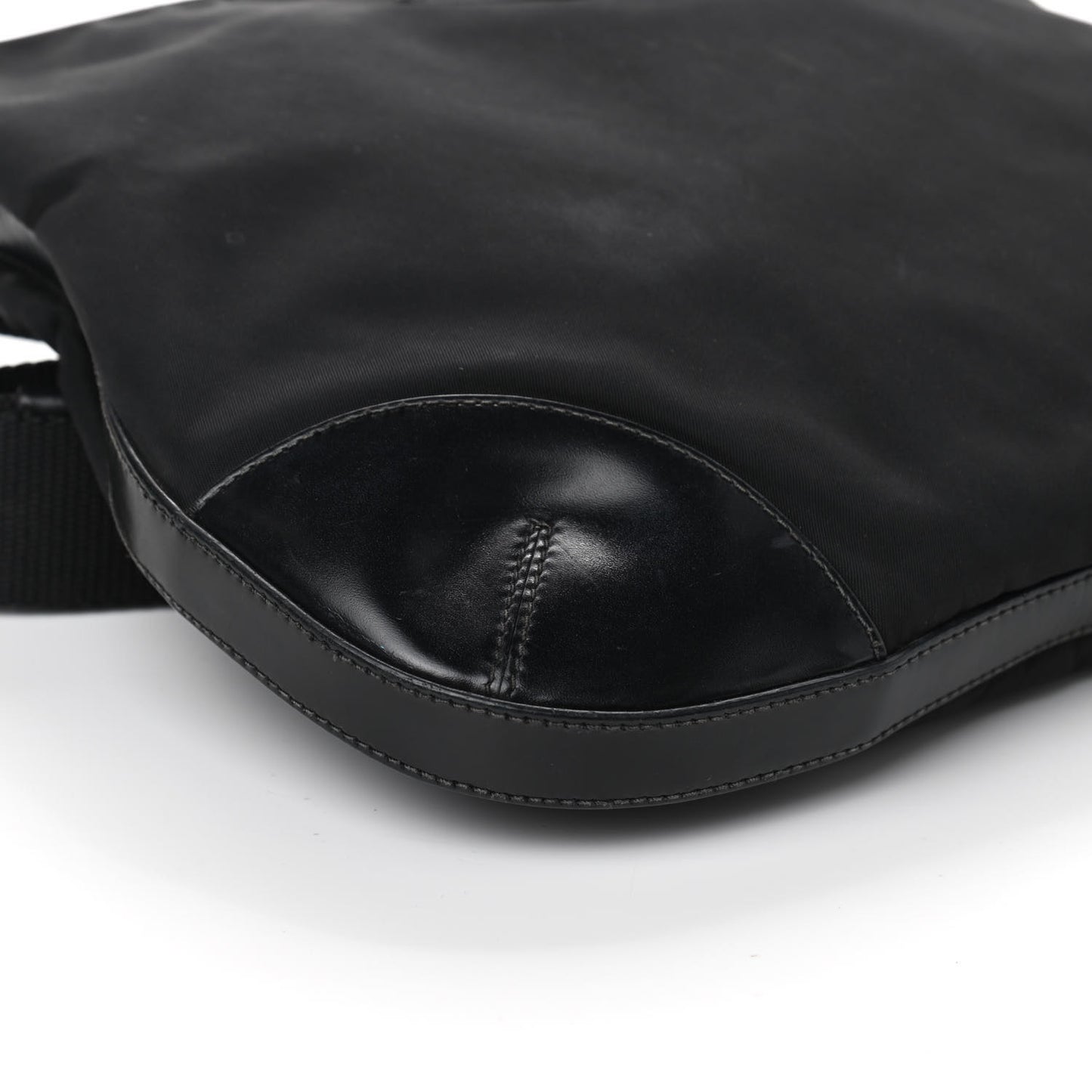 Tessuto Nylon Calfskin Flat Messenger Bag Black