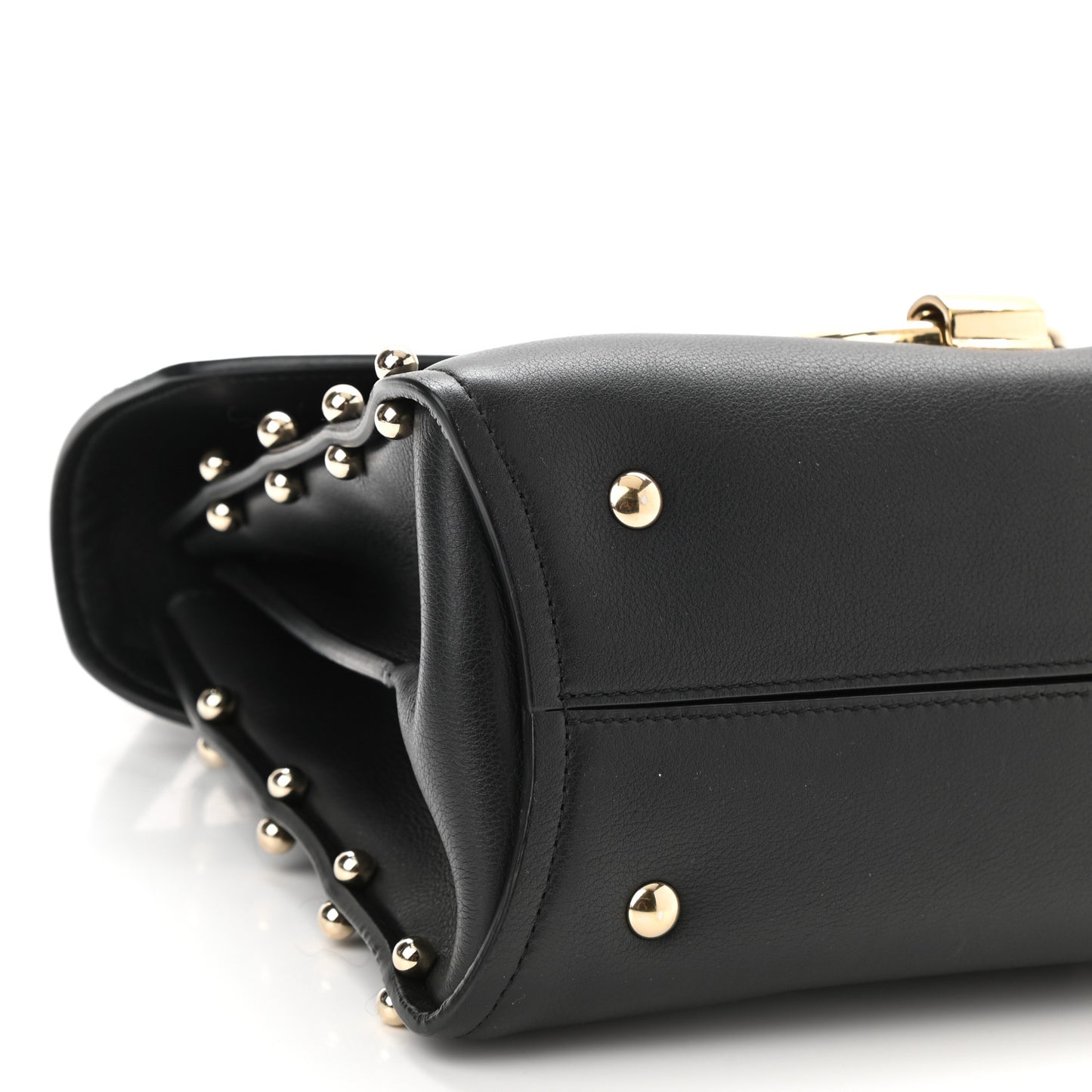 Calfskin Studded Margot Top Handle Satchel Black