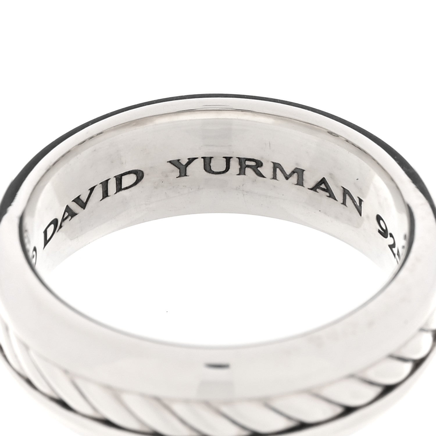 David Yurman Sterling Silver 8mm Cable Inset Band Ring 62 10 4 of 7